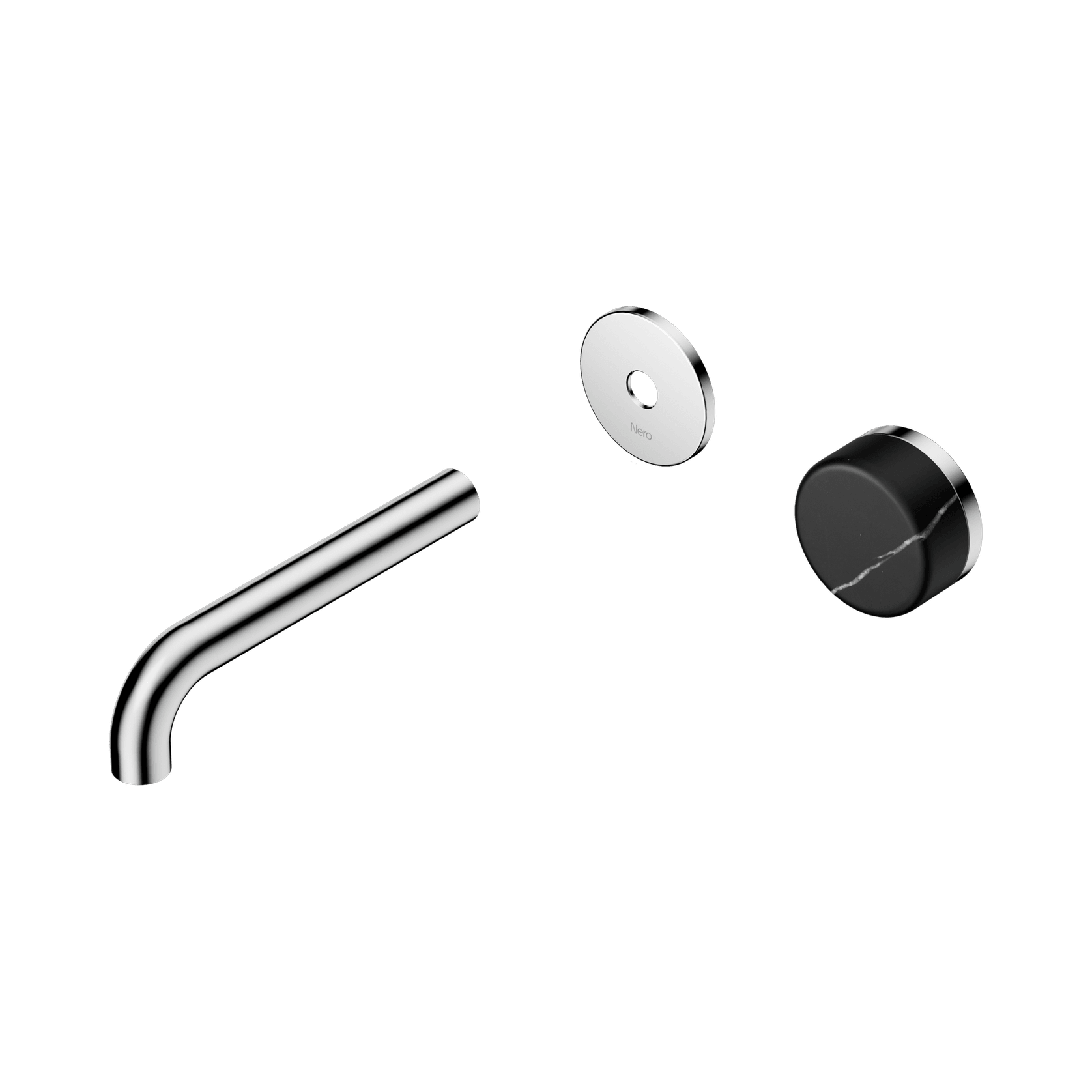 Serenity Wall Basin Mixer 160mm Spout Marquina Black Handle Chrome gallery detail image