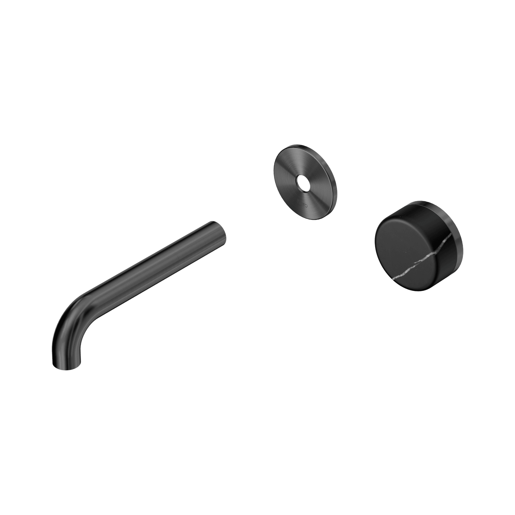 Serenity Wall Basin Mixer 160mm Spout Marquina Black Handle Gun Metal gallery detail image