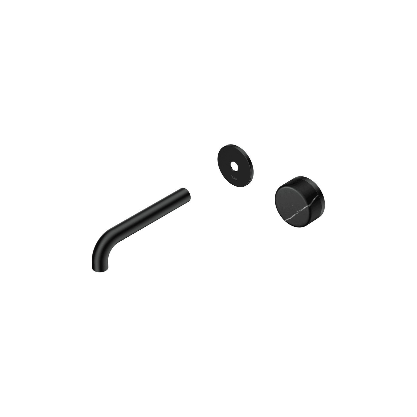 Serenity Wall Basin Mixer 160mm Spout Marquina Black Handle Matte Black gallery detail image