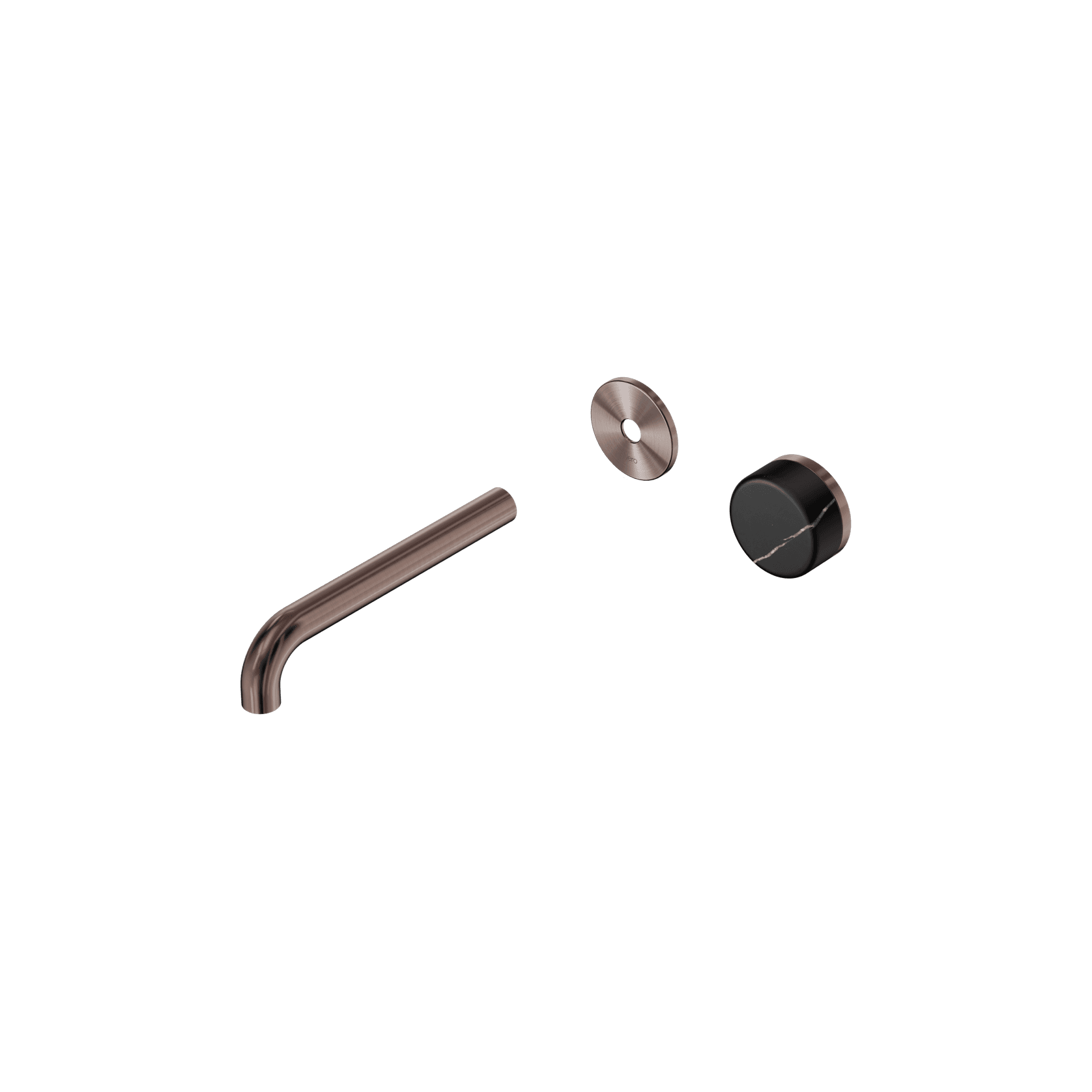 Serenity Wall Basin Mixer 185mm Spout Marquina Black Handle Brushed Bronze gallery detail image