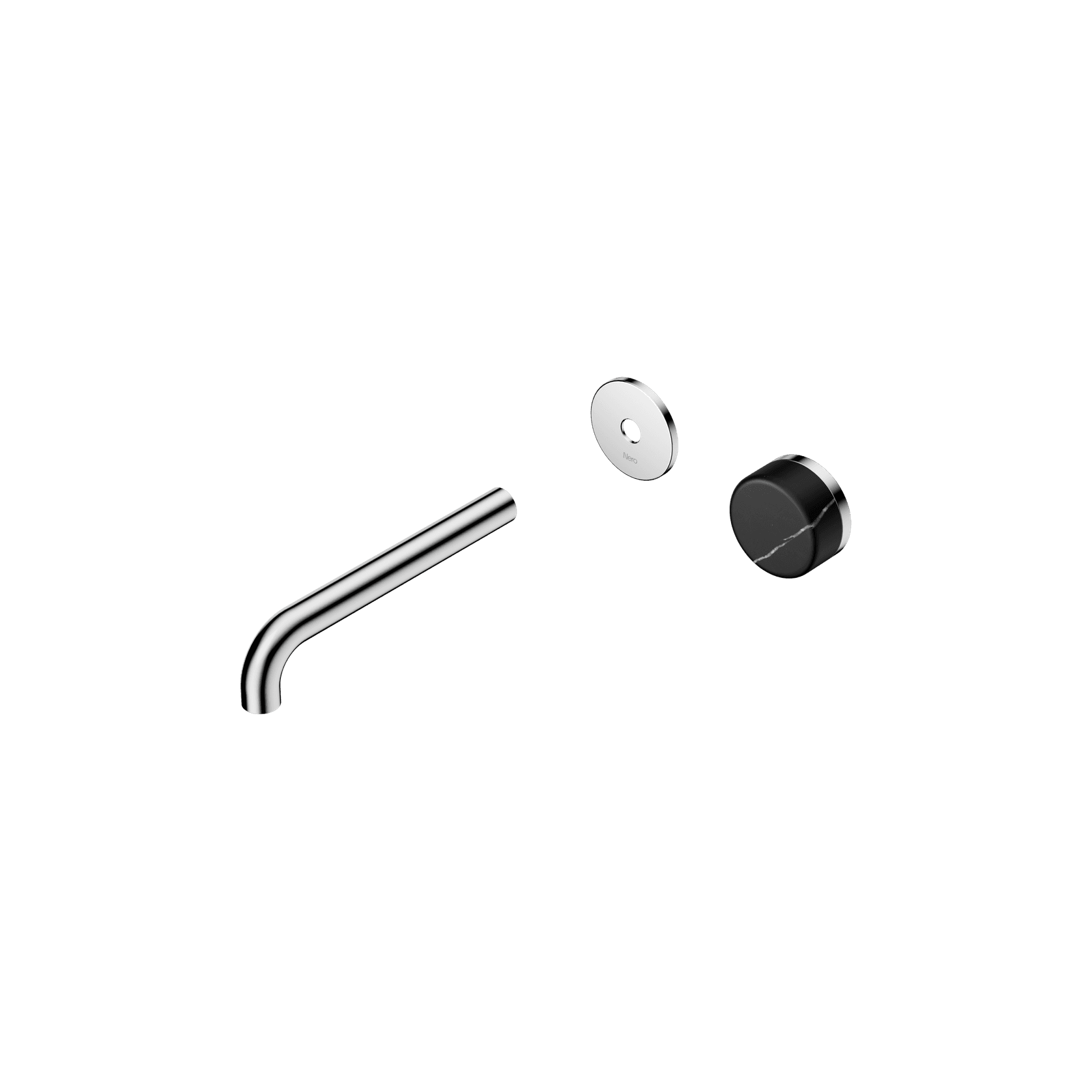 Serenity Wall Basin Mixer 185mm Spout Marquina Black Handle Chrome gallery detail image