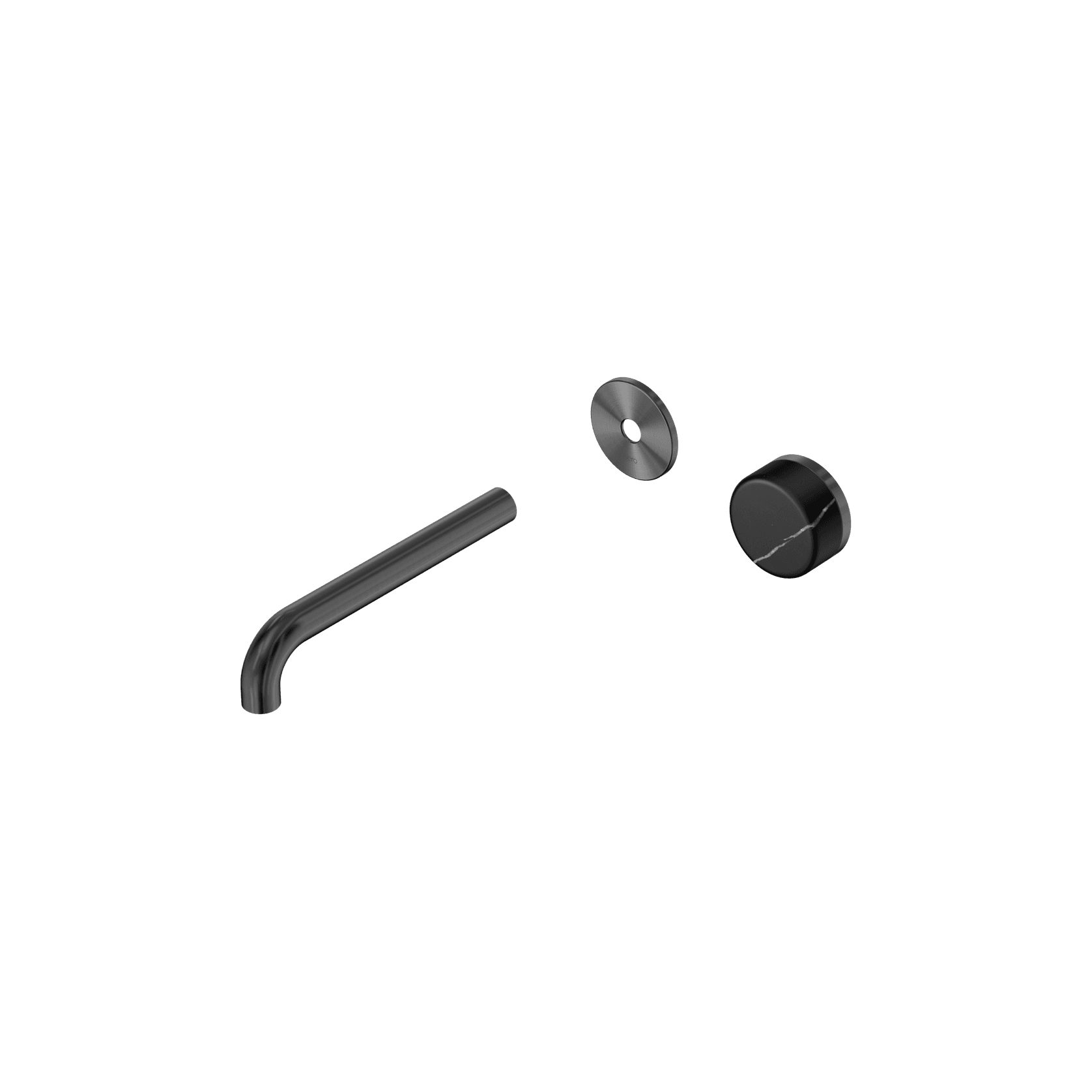 Serenity Wall Basin Mixer 185mm Spout Marquina Black Handle Gun Metal gallery detail image