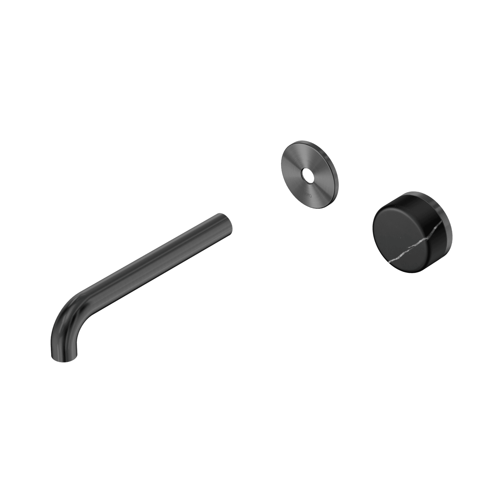 Serenity Wall Basin Mixer 185mm Spout Marquina Black Handle Gun Metal gallery detail image