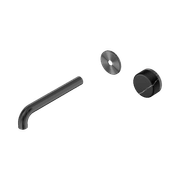 Serenity Wall Basin Mixer 185mm Spout Marquina Black Handle Gun Metal gallery detail image