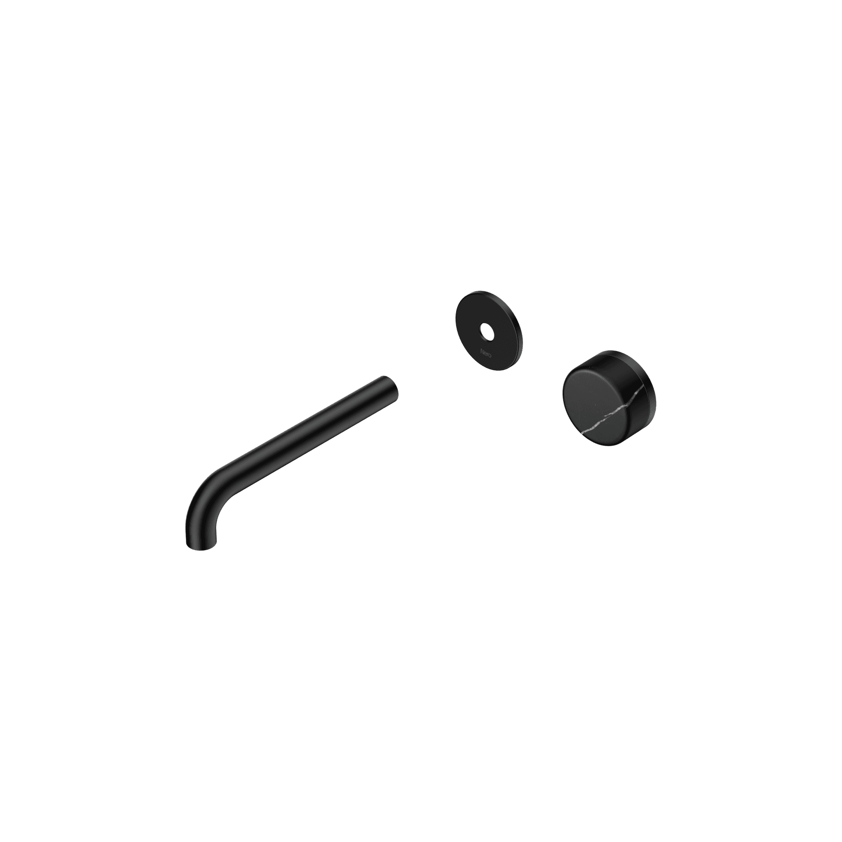 Serenity Wall Basin Mixer 185mm Spout Marquina Black Handle Matte Black gallery detail image