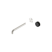 Serenity Wall Basin Mixer 220mm Spout Marquina Black Handle Brushed Nickel gallery detail image