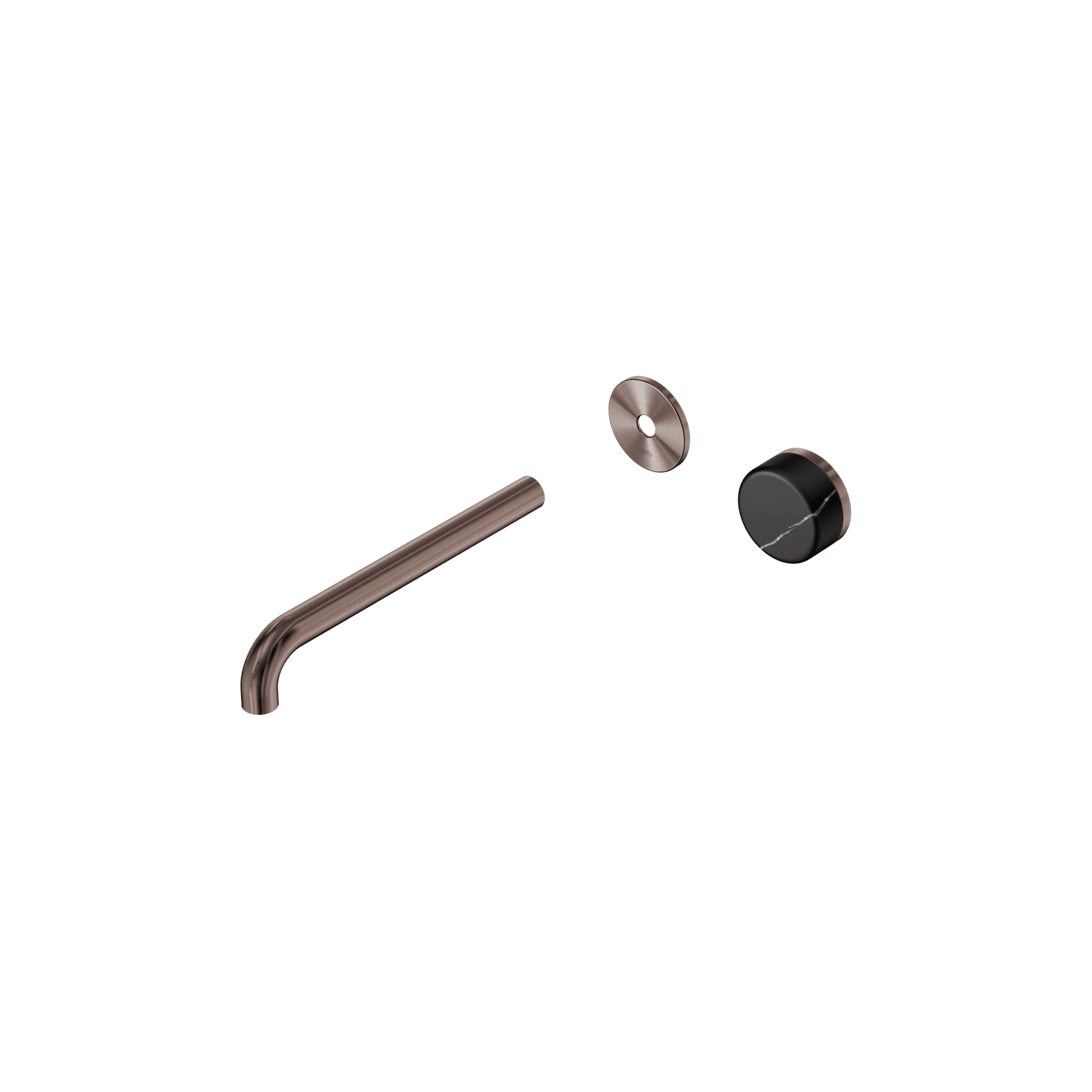 Serenity Wall Basin Mixer 220mm Spout Marquina Black Handle Brushed Bronze gallery detail image