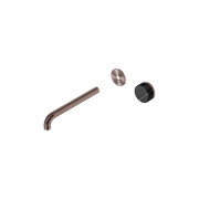 Serenity Wall Basin Mixer 220mm Spout Marquina Black Handle Brushed Bronze gallery detail image