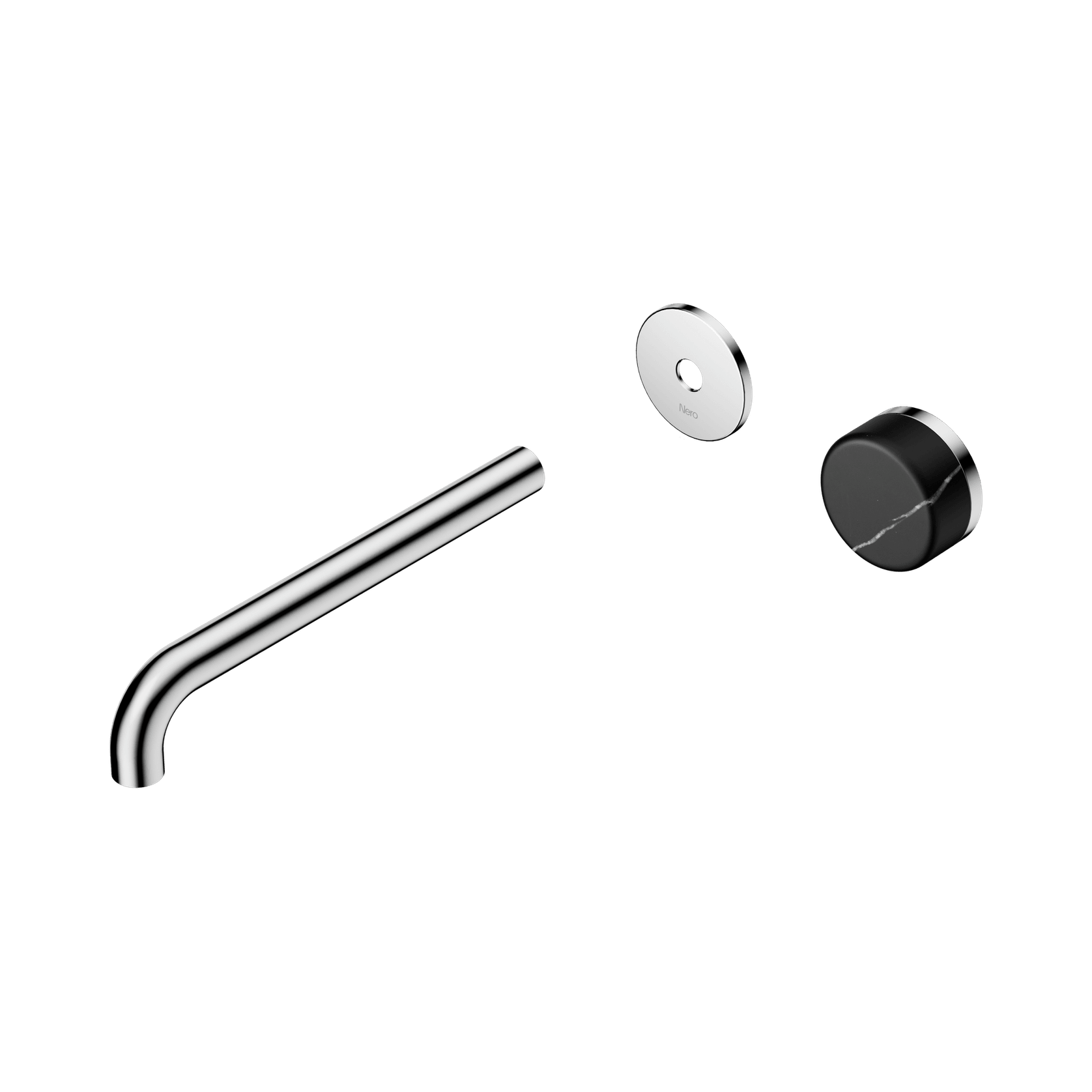 Serenity Wall Basin Mixer 220mm Spout Marquina Black Handle Chrome gallery detail image