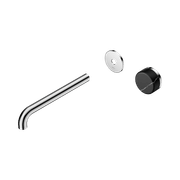 Serenity Wall Basin Mixer 220mm Spout Marquina Black Handle Chrome gallery detail image