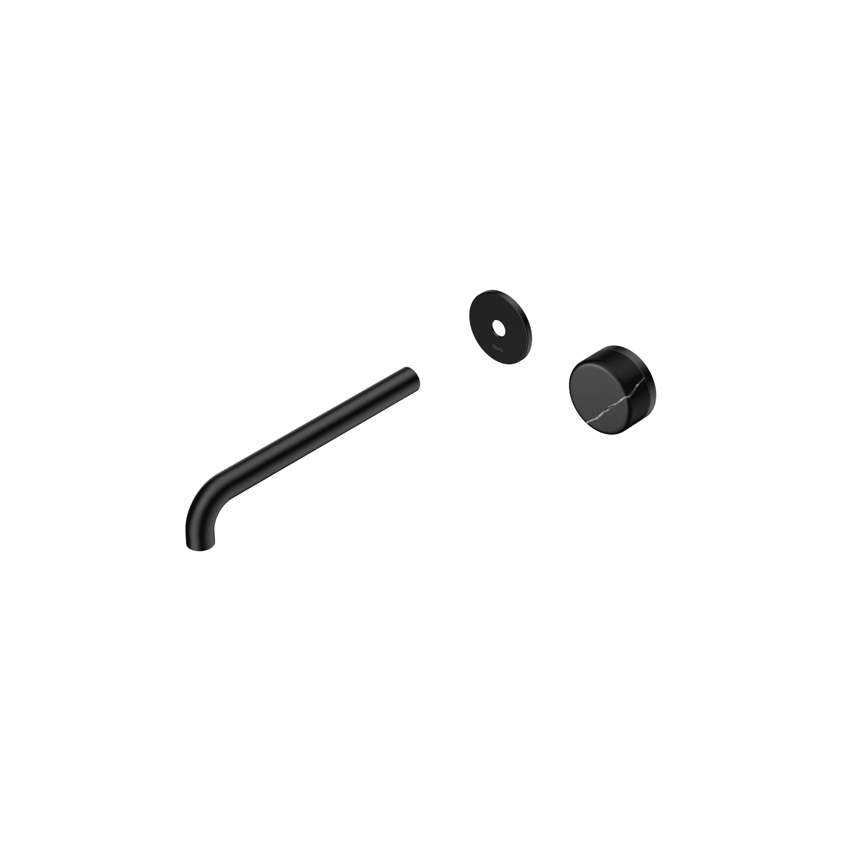 Serenity Wall Basin Mixer 220mm Spout Marquina Black Handle Matte Black gallery detail image