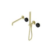 Serenity Shower System Spout Marquina Black Handle And Slim Shower Brushed Gold gallery detail image