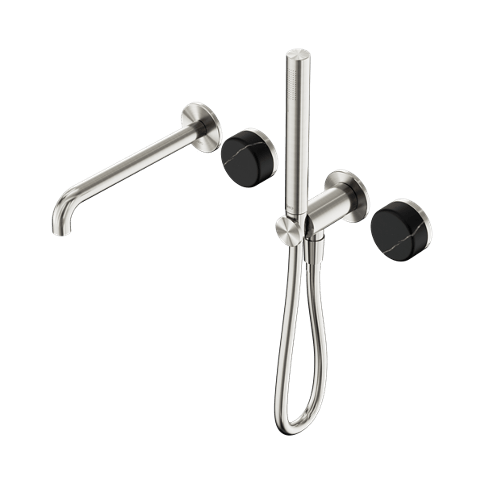 Serenity Shower System Spout Marquina Black Handle And Slim Shower Brushed Nickel gallery detail image