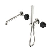 Serenity Shower System Spout Marquina Black Handle And Slim Shower Brushed Nickel gallery detail image