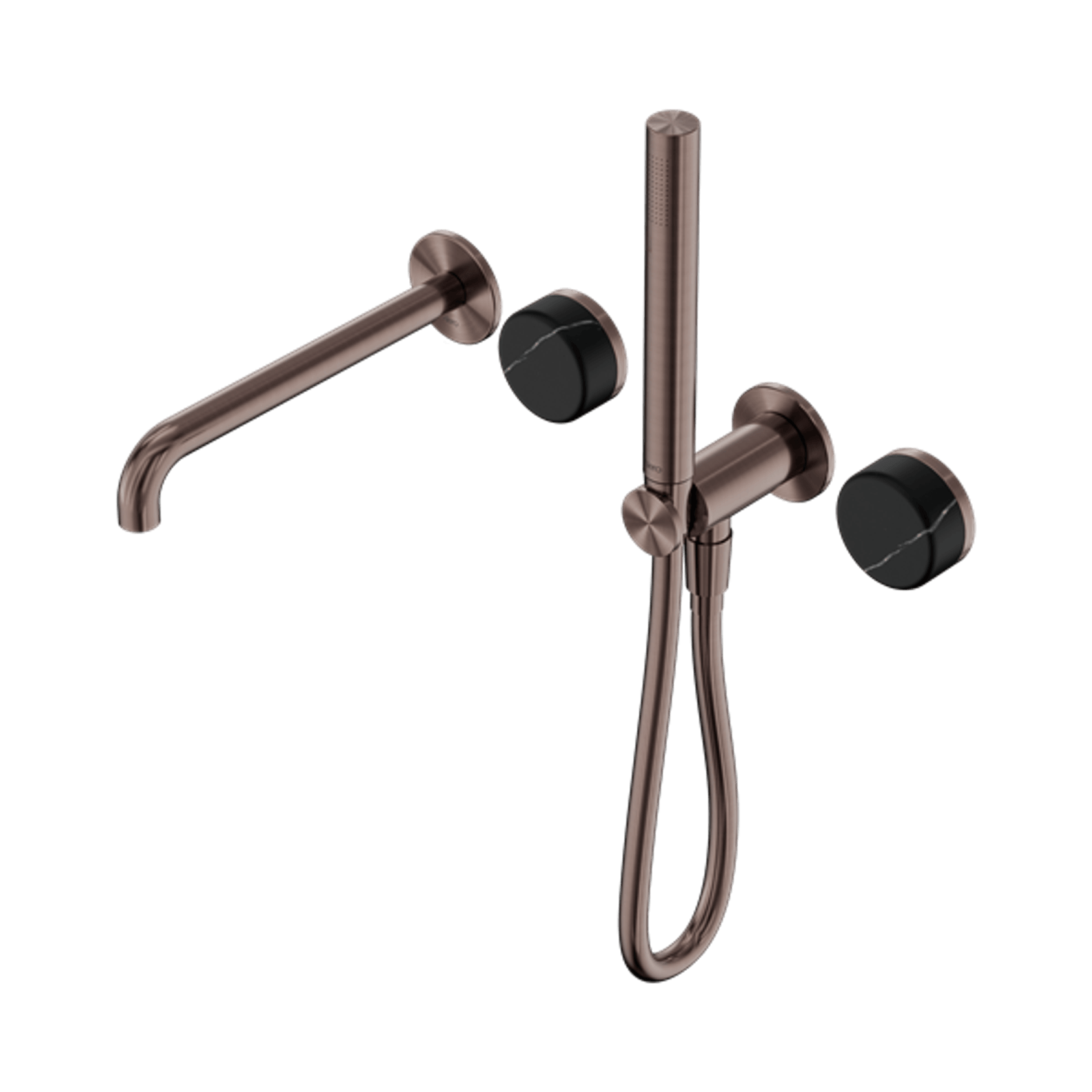 Serenity Shower System Spout Marquina Black Handle And Slim Shower Brushed Bronze gallery detail image