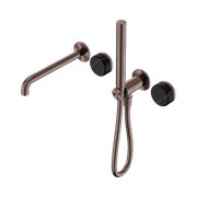 Serenity Shower System Spout Marquina Black Handle And Slim Shower Brushed Bronze gallery detail image