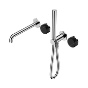 Serenity Shower System Spout Marquina Black Handle And Slim Shower Chrome gallery detail image