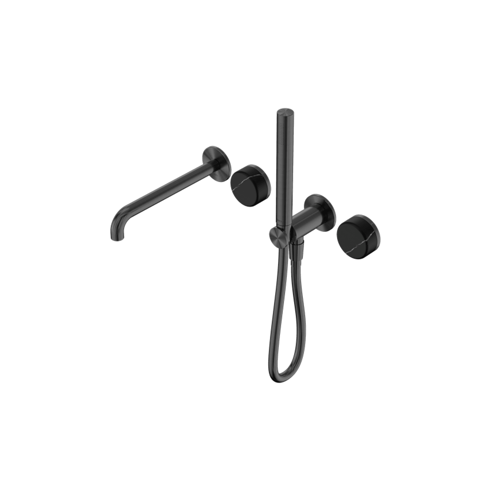 Serenity Shower System Spout Marquina Black Handle And Slim Shower Gun Metal gallery detail image