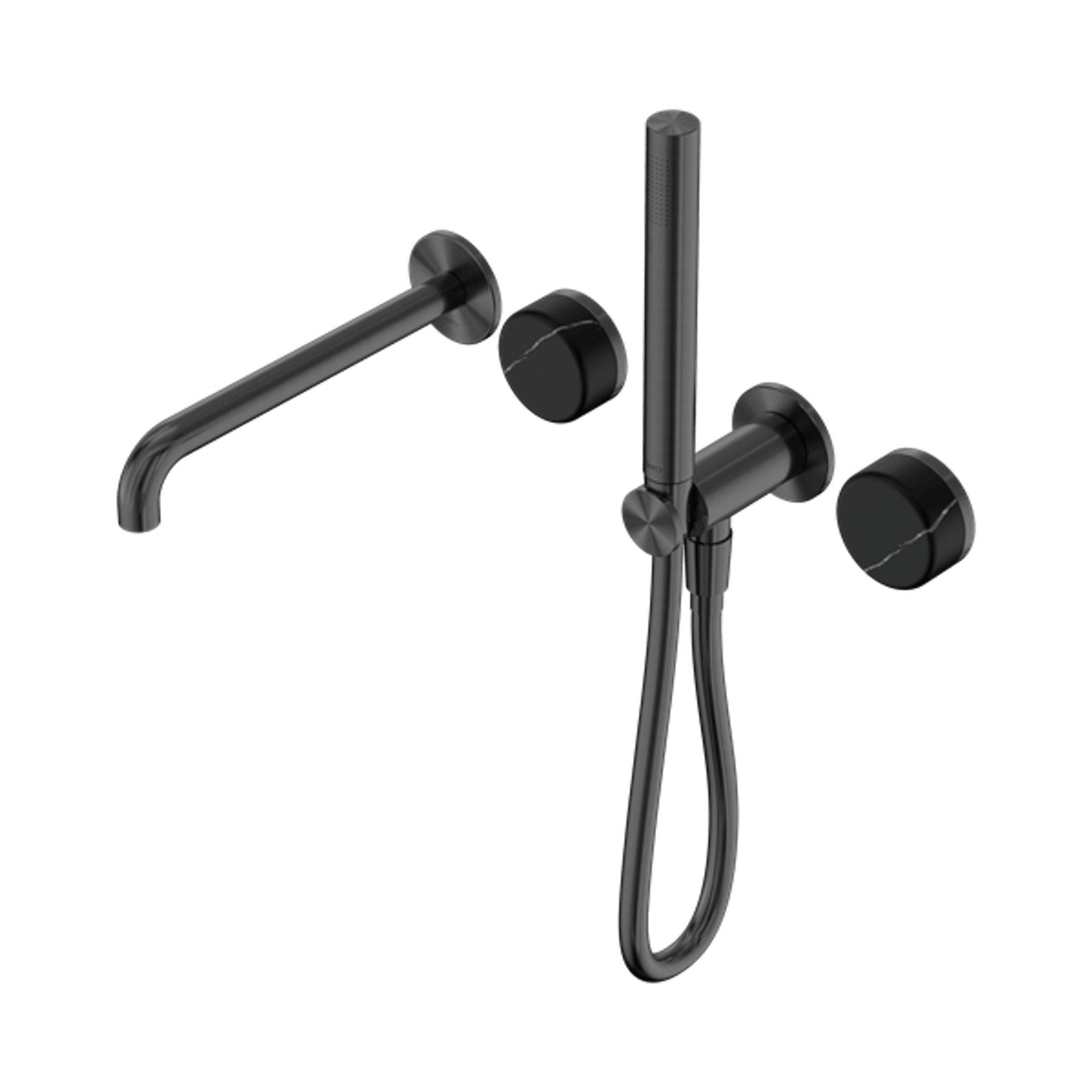 Serenity Shower System Spout Marquina Black Handle And Slim Shower Gun Metal gallery detail image