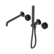 Serenity Shower System Spout Marquina Black Handle And Slim Shower Gun Metal gallery detail image