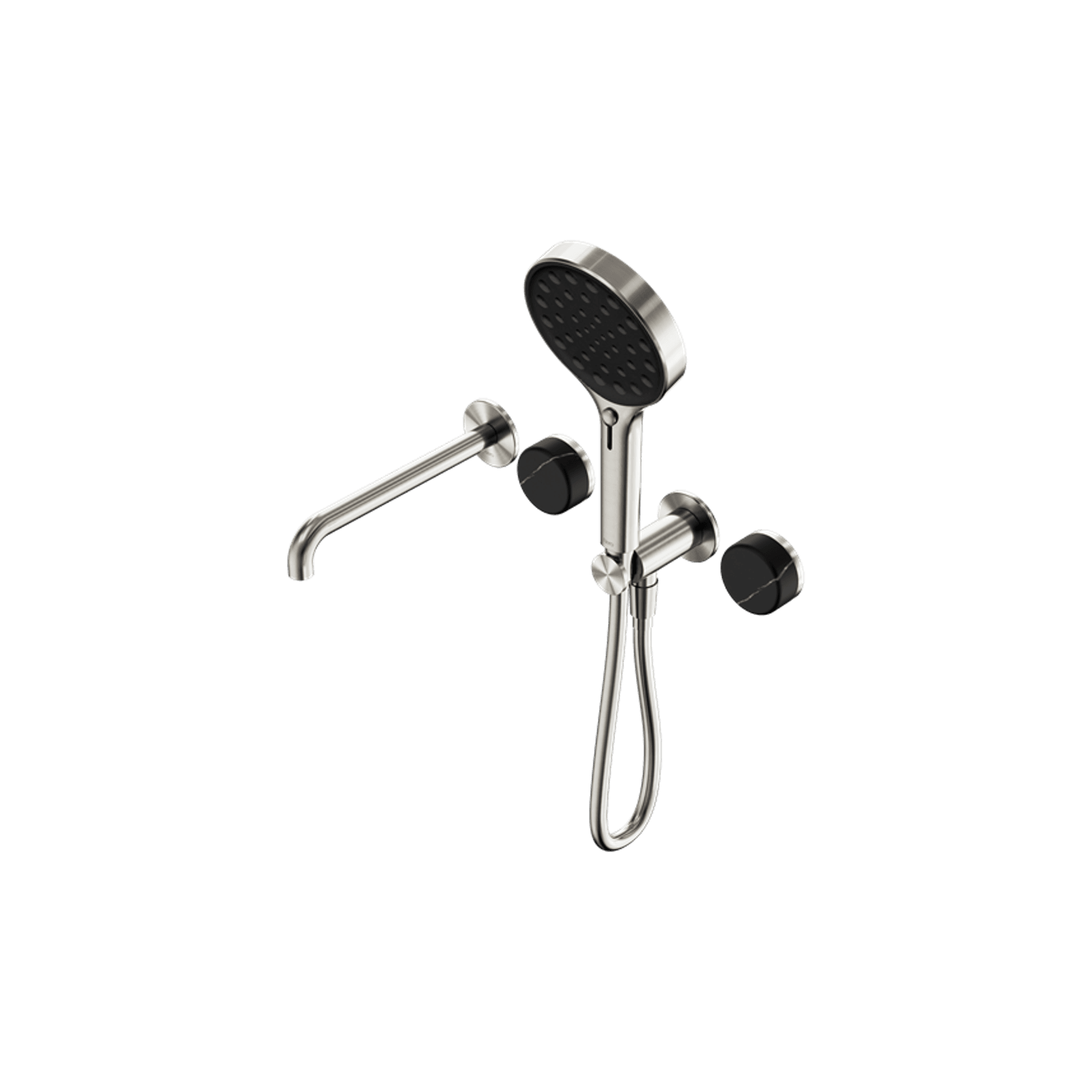 Serenity Shower System Spout Marquina Black Handle And Serenity Hand Shower Brushed Nickel gallery detail image