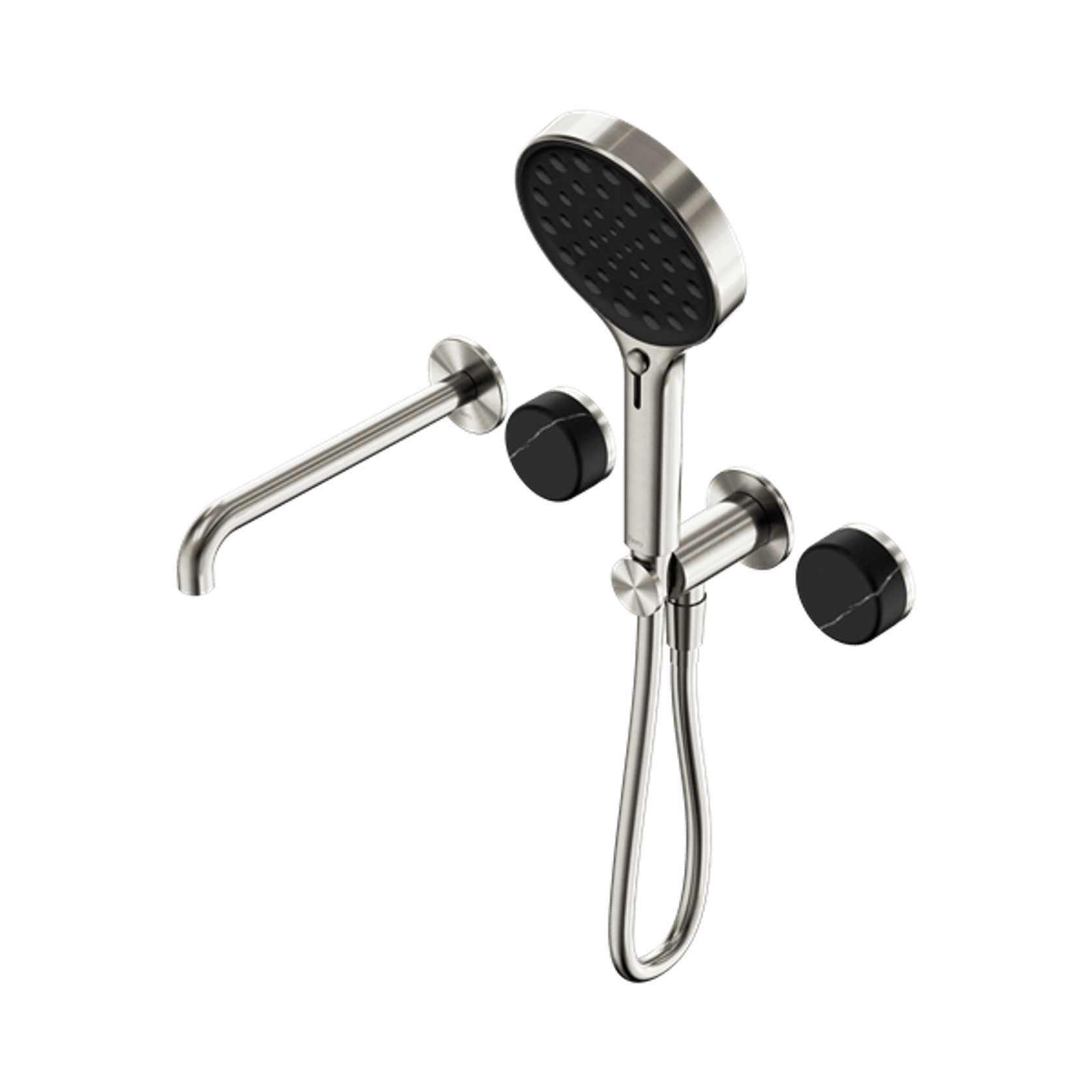 Serenity Shower System Spout Marquina Black Handle And Serenity Hand Shower Brushed Nickel gallery detail image