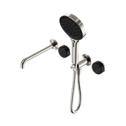 Serenity Shower System Spout Marquina Black Handle And Serenity Hand Shower Brushed Nickel gallery detail image