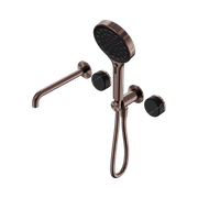 Serenity Shower System Spout Marquina Black Handle And Serenity Hand Shower Brushed Bronze gallery detail image