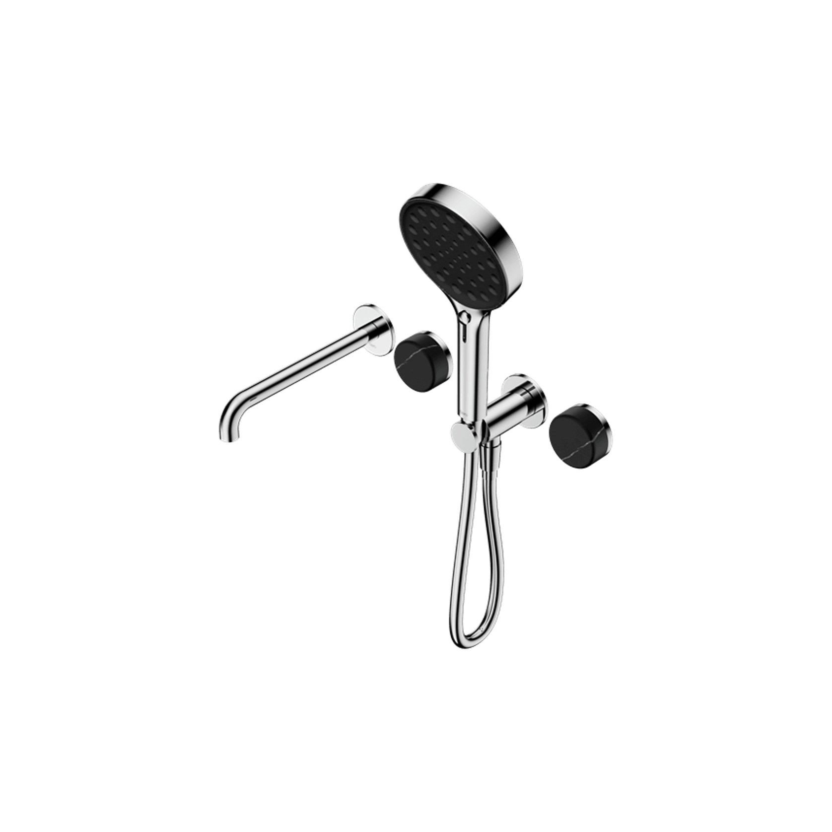 Serenity Shower System Spout Marquina Black Handle And Serenity Hand Shower Chrome gallery detail image