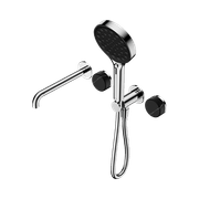 Serenity Shower System Spout Marquina Black Handle And Serenity Hand Shower Chrome gallery detail image