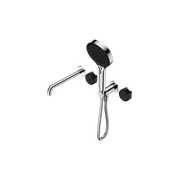 Serenity Shower System Spout Marquina Black Handle And Serenity Hand Shower Chrome gallery detail image