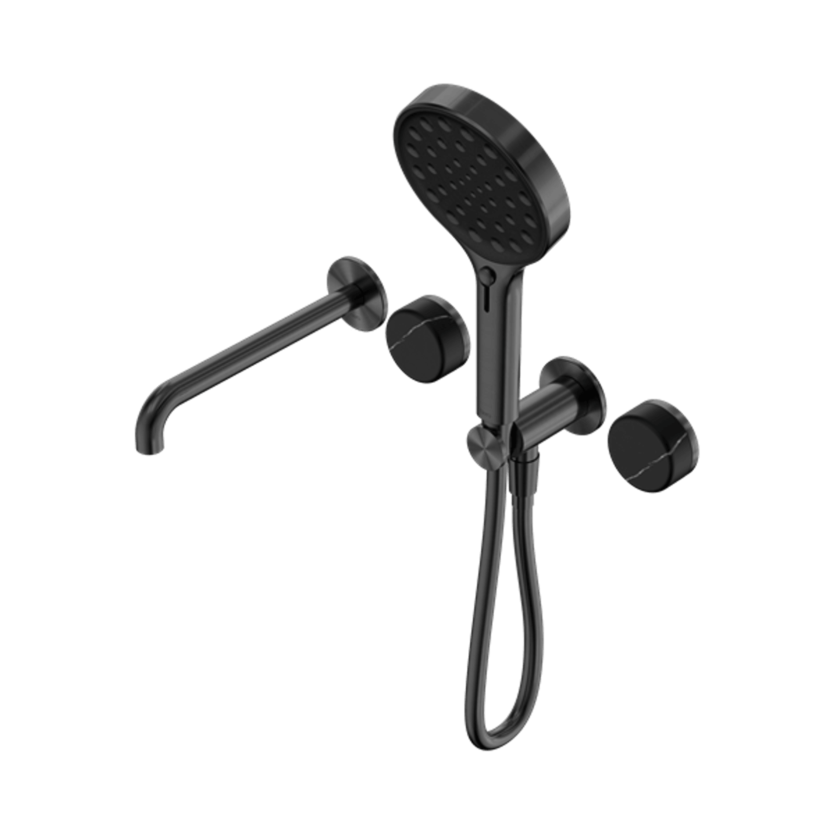 Serenity Shower System Spout Marquina Black Handle And Serenity Hand Shower Gun Metal gallery detail image