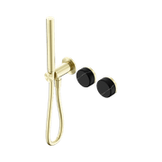 Serenity Shower System Marquina Black Handle And Slim Shower Brushed Gold gallery detail image