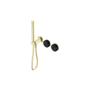 Serenity Shower System Marquina Black Handle And Slim Shower Brushed Gold gallery detail image