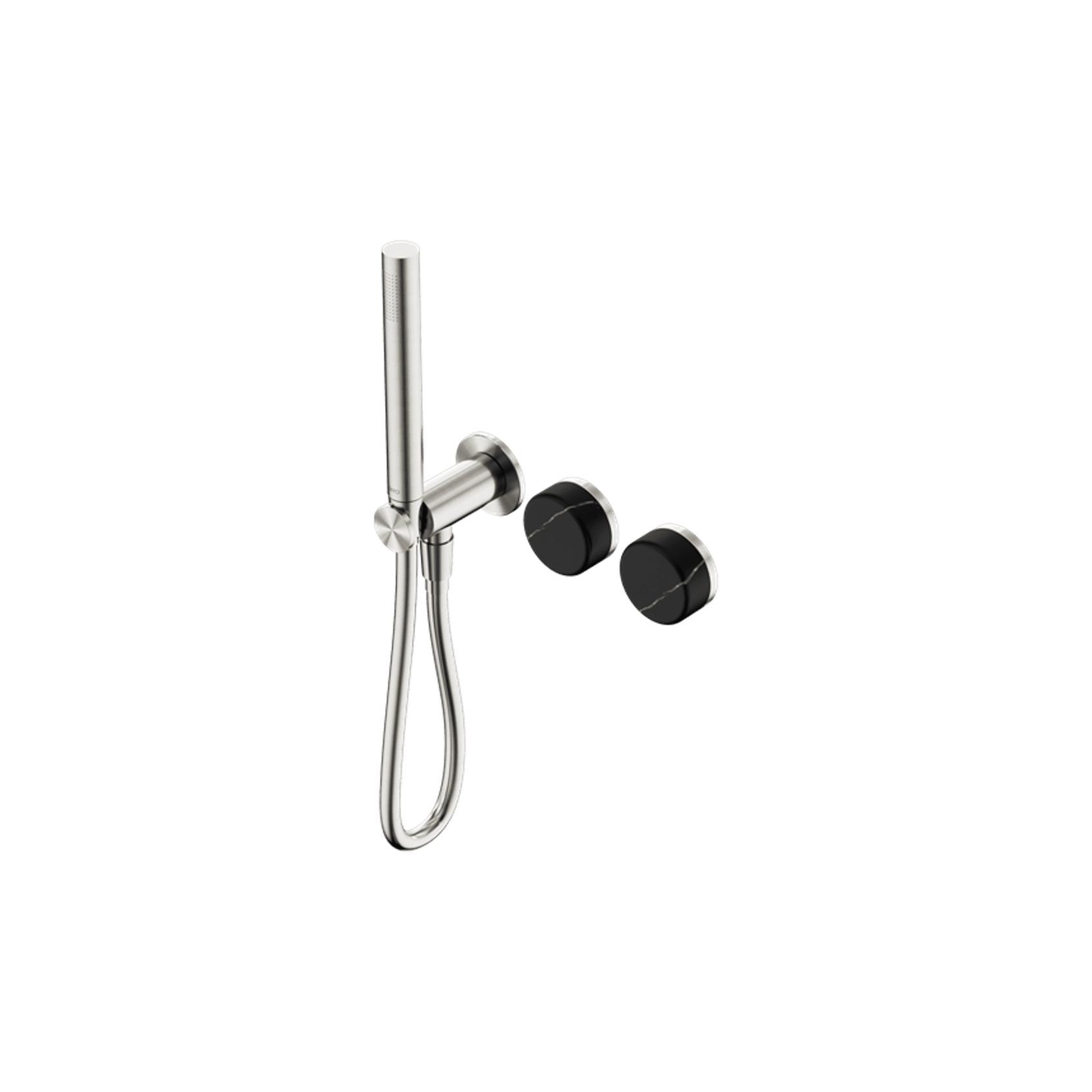 Serenity Shower System Marquina Black Handle And Slim Shower Brushed Nickel gallery detail image