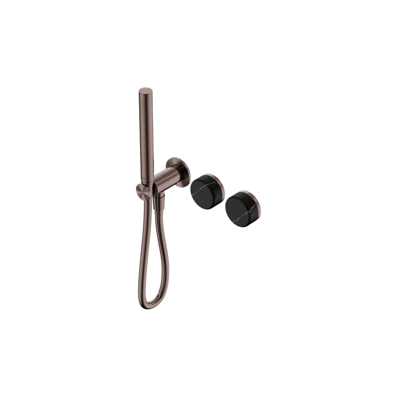 Serenity Shower System Marquina Black Handle And Slim Shower Brushed Bronze gallery detail image