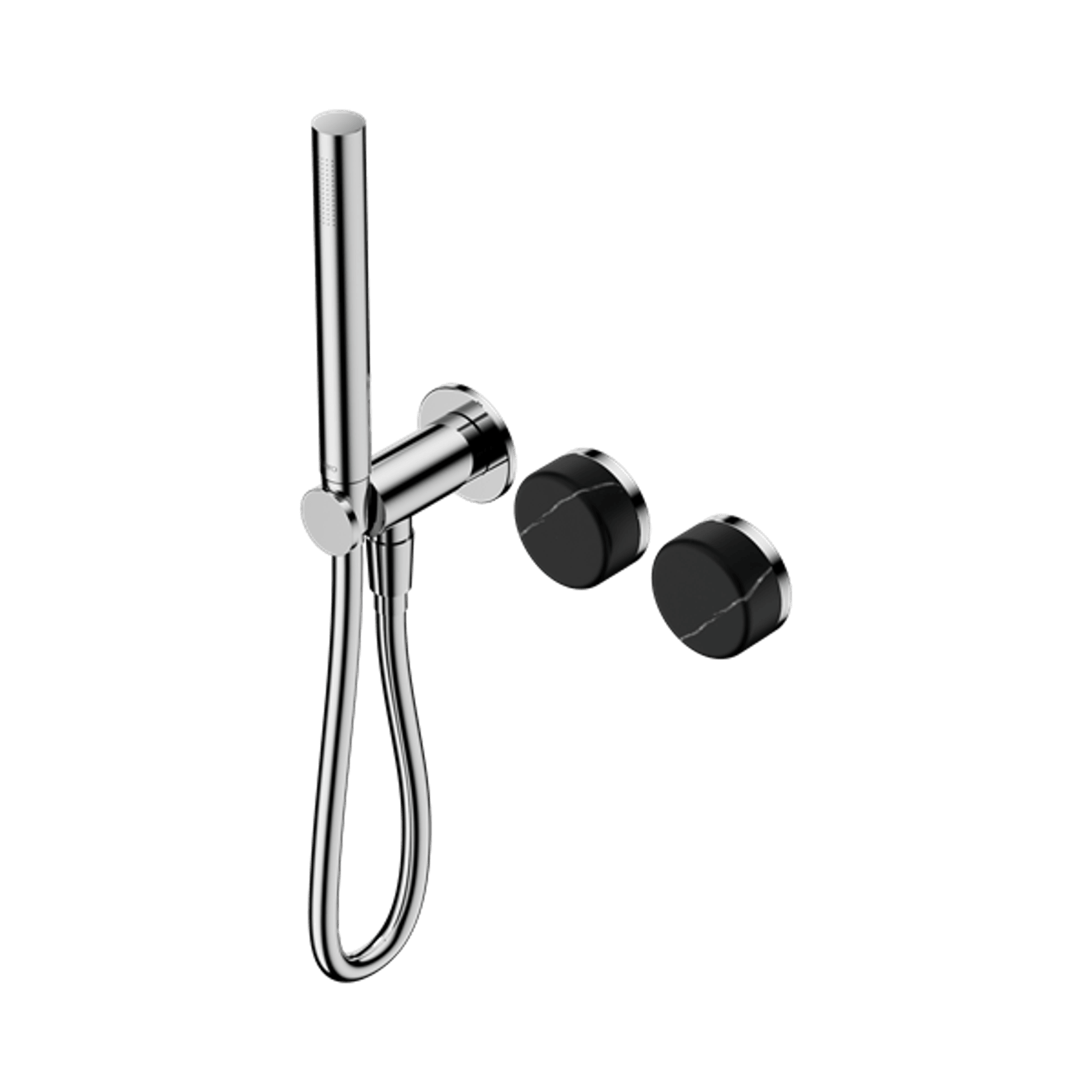 Serenity Shower System Marquina Black Handle And Slim Shower Chrome gallery detail image