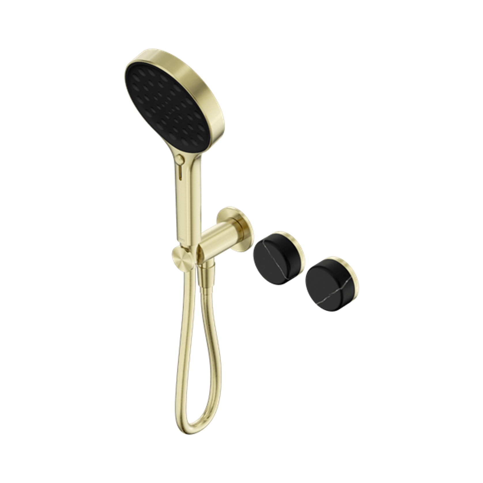 Serenity Shower System Marquina Black Handle And Serenity Hand Shower Brushed Gold gallery detail image