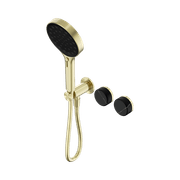 Serenity Shower System Marquina Black Handle And Serenity Hand Shower Brushed Gold gallery detail image