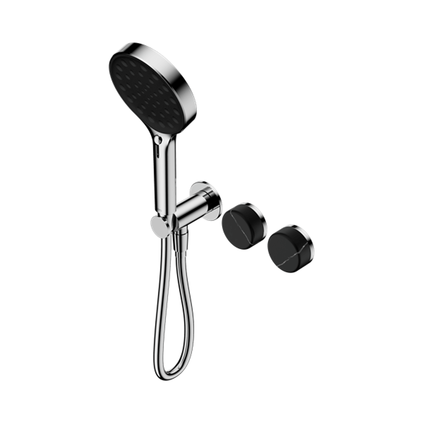 Serenity Shower System Marquina Black Handle And Serenity Hand Shower Chrome gallery detail image