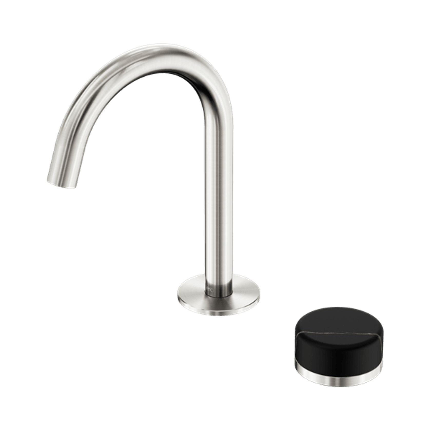 Serenity Basin Mixer Arc Spout Marquina Black Handle Brushed Nickel gallery detail image