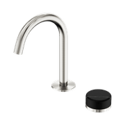 Serenity Basin Mixer Arc Spout Marquina Black Handle Brushed Nickel gallery detail image