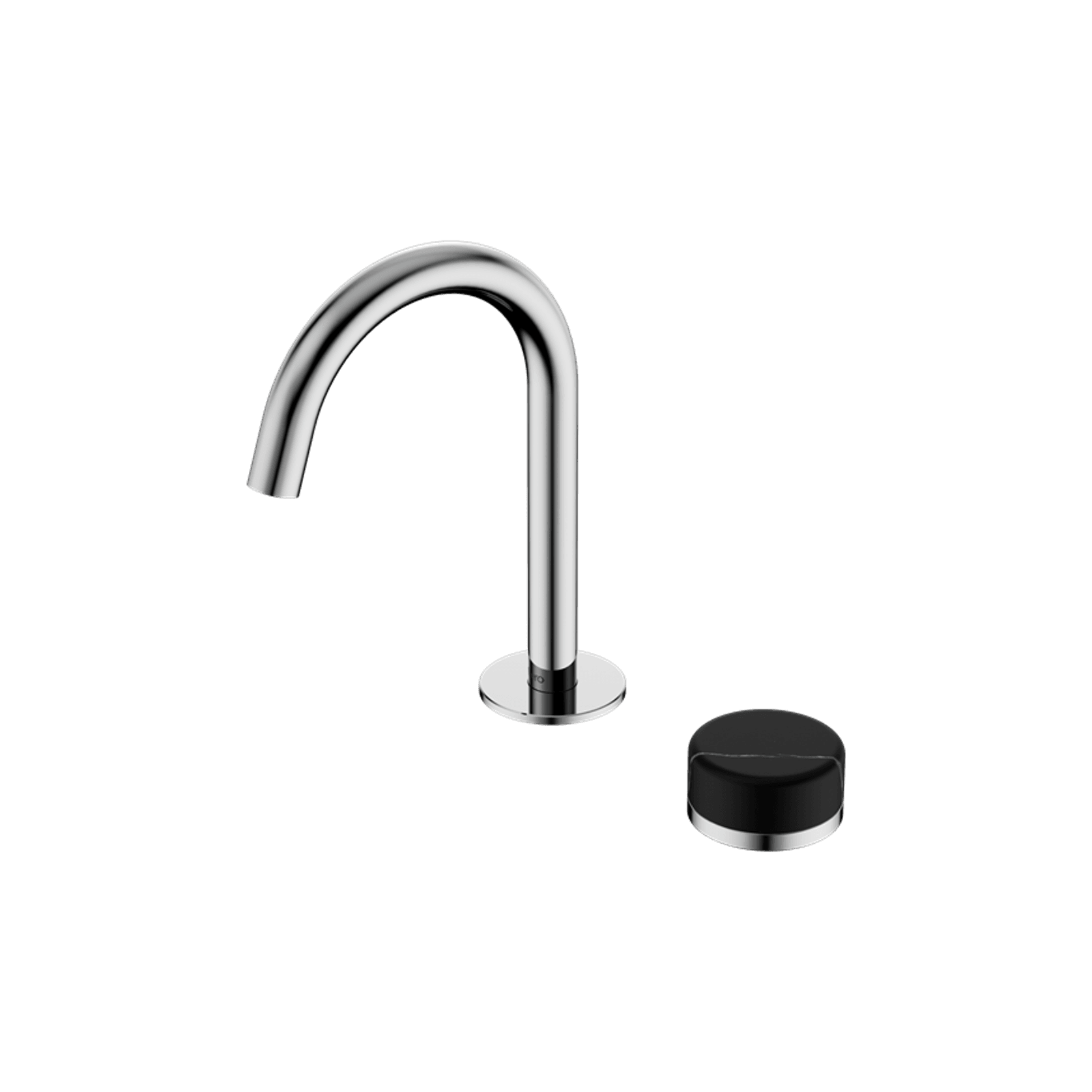 Serenity Basin Mixer Arc Spout Marquina Black Handle Chrome gallery detail image