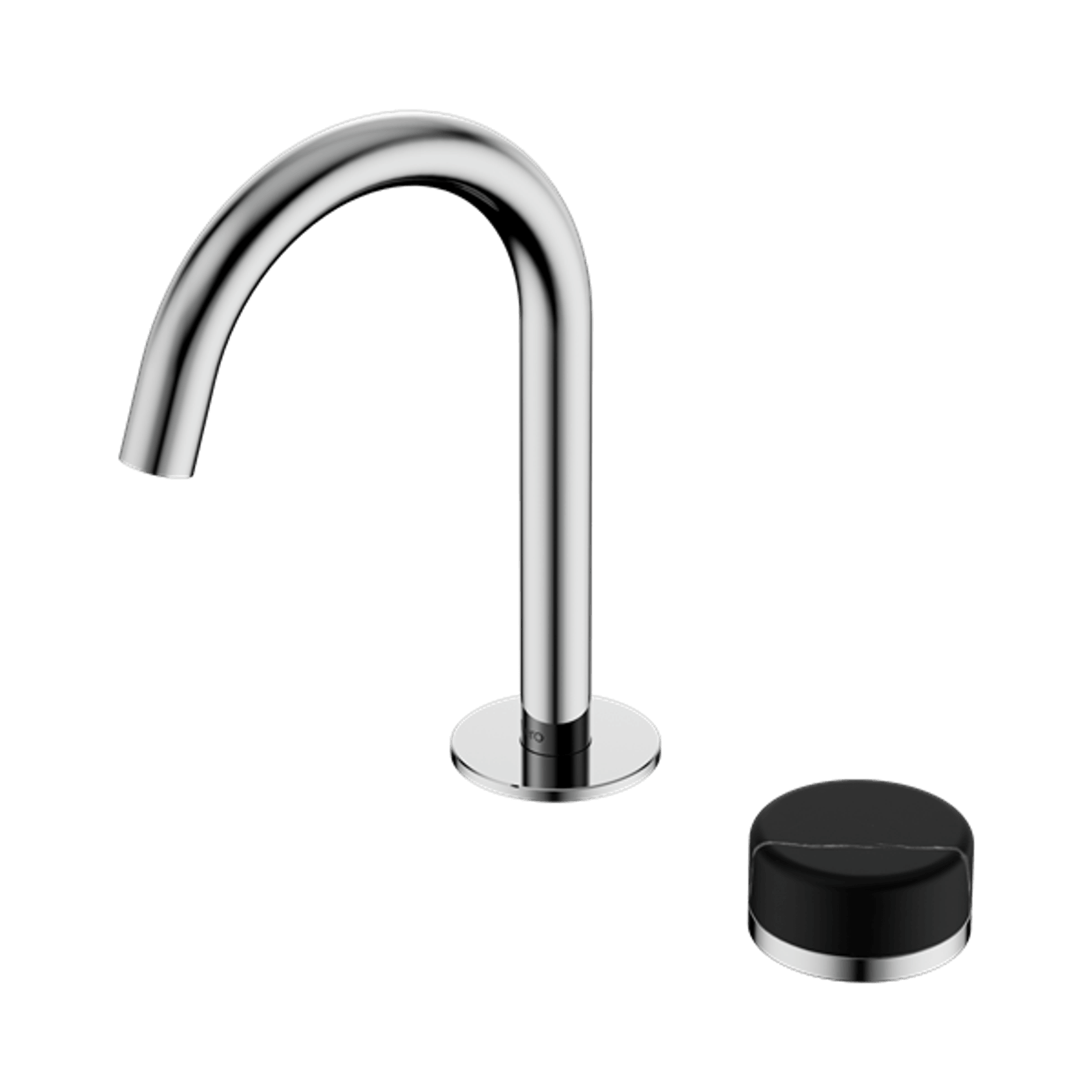 Serenity Basin Mixer Arc Spout Marquina Black Handle Chrome gallery detail image
