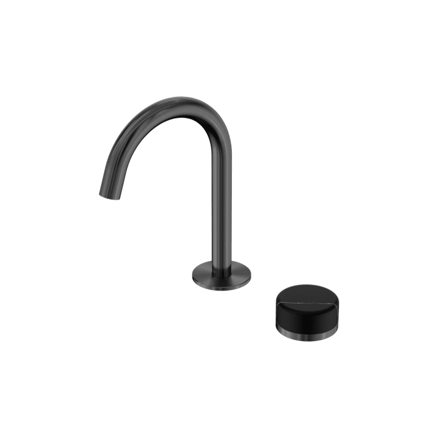 Serenity Basin Mixer Arc Spout Marquina Black Handle Gun Metal gallery detail image
