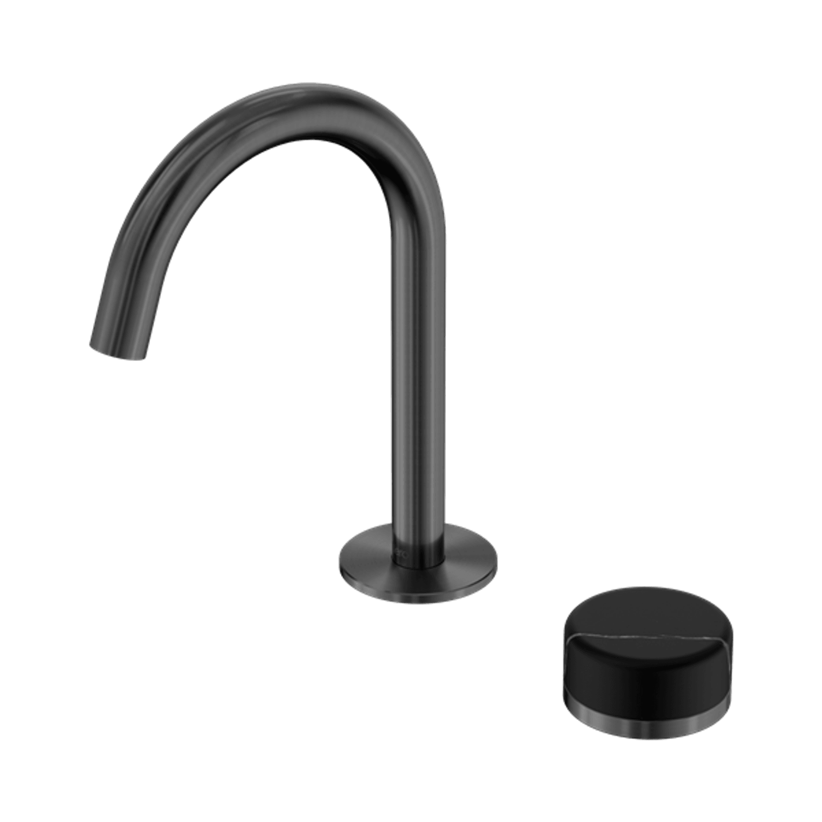 Serenity Basin Mixer Arc Spout Marquina Black Handle Gun Metal gallery detail image