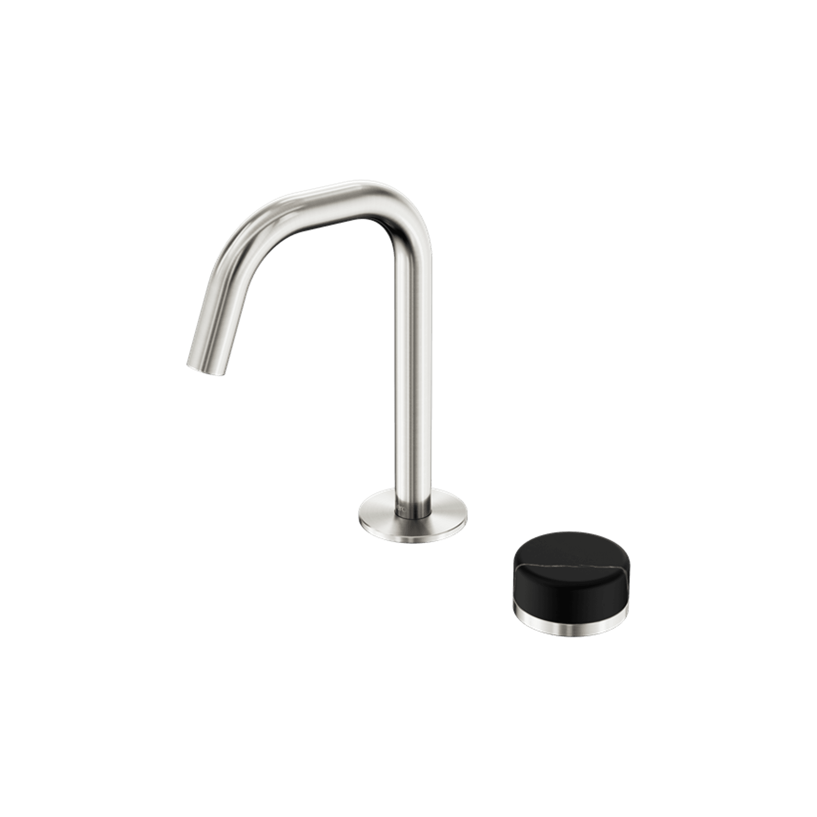 Serenity Basin Mixer Edge Spout Marquina Black Handle Brushed Nickel gallery detail image