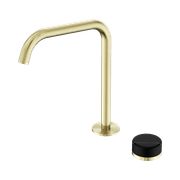 Serenity Bath/Kitchen Mixer Edge Spout Marquina Black Handle Brushed Gold gallery detail image