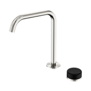 Serenity Bath/Kitchen Mixer Edge Spout Marquina Black Handle Brushed Nickel gallery detail image