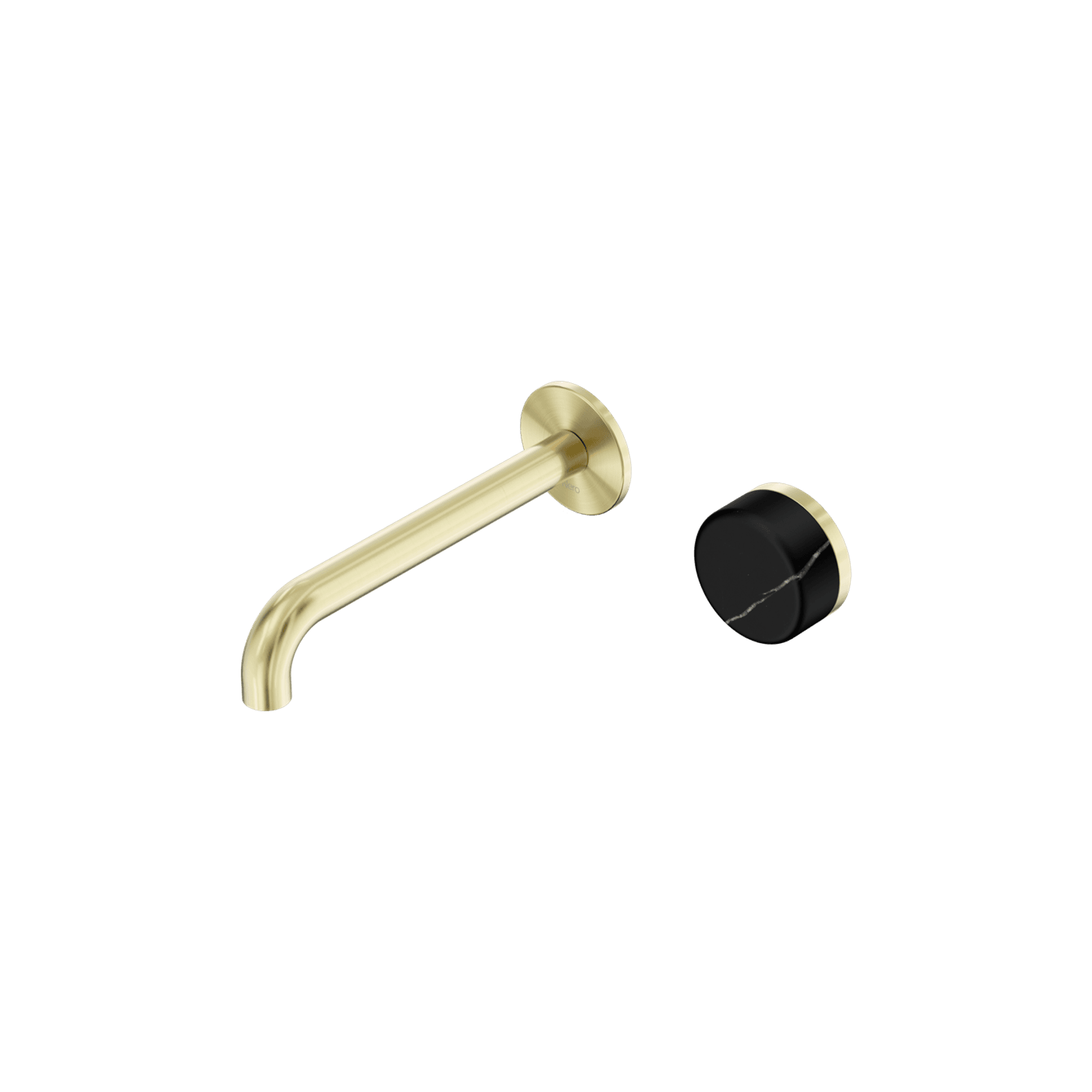 Serenity Wall Basin Mixer 220mm Spout Marquina Black Handle Brushed Gold gallery detail image